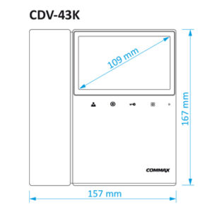 ابعاد دستگاه آیفون تصویری کوماکس 4.3 اینچ مدل CDV-43KM